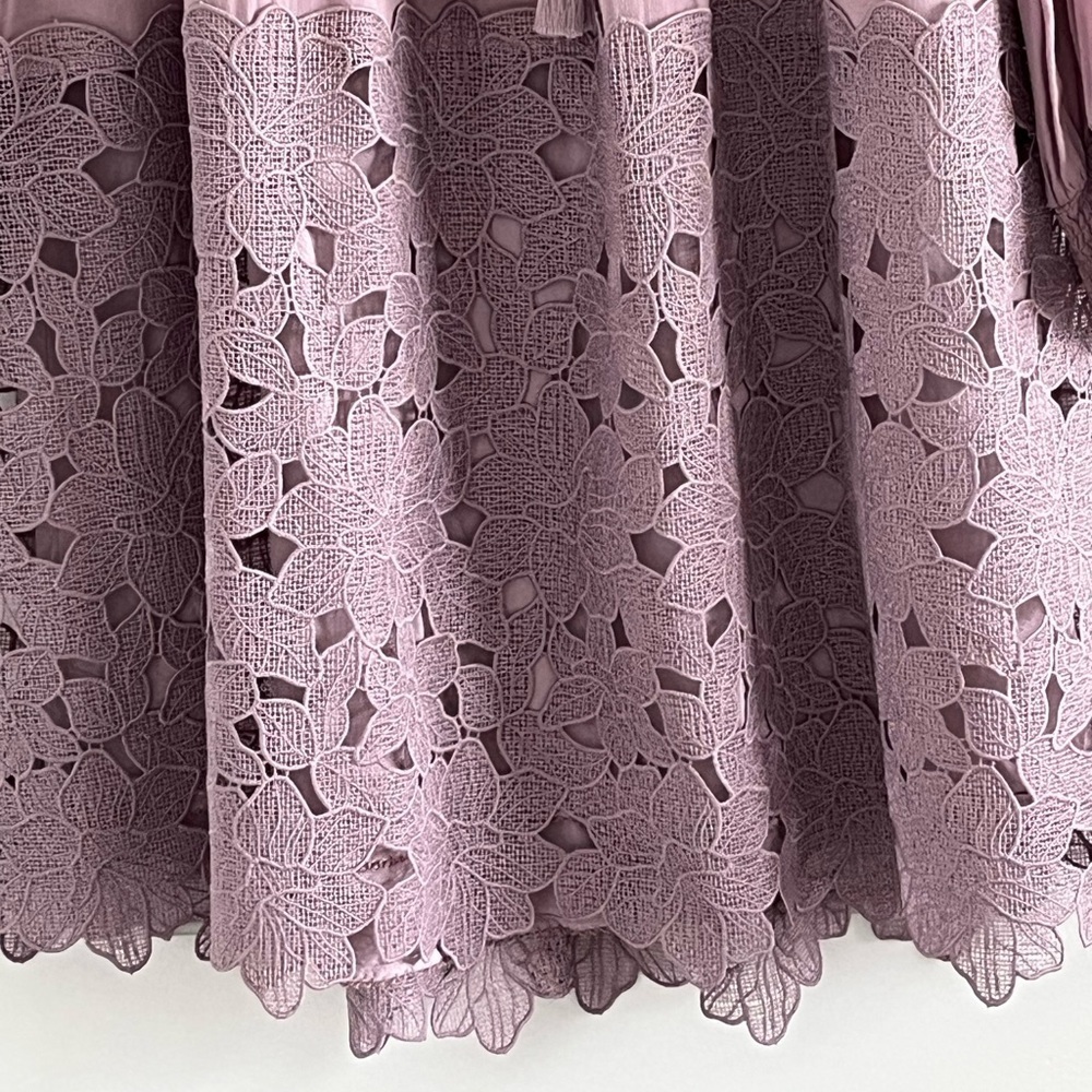 Anthropologie Embroidered Lace Tunic Dress Lilac Bohemian Size XXS Cottagecore - Picture 6 of 16
